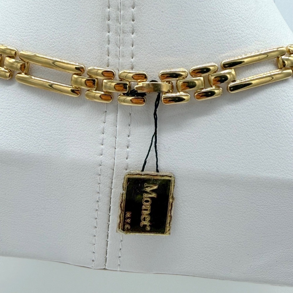 Vintage‎ Monet Gold Tone Link Necklace Signed w/ Original Tag Monet NYC - Picture 3 of 7